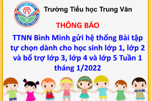 TTNN Bình Minh BME gửi hệ thống Bài tập tự chọn dành cho học sinh lớp 1, lớp 2 và bổ trợ lớp 3, lớp 4 và lớp 5 Tuần 1 tháng 1/2022