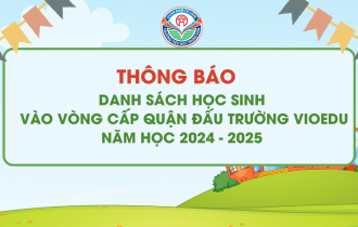 THTV – THÔNG BÁO DANH SÁCH HỌC SINH  VÀO VÒNG CẤP QUẬN ĐẤU TRƯỜNG VIOEDU NĂM HỌC 2024 – 2025