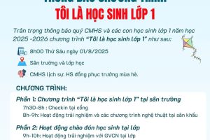 THÔNG BÁO CHƯƠNG TRÌNH TÔI LÀ HỌC SINH LỚP 1