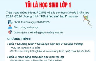THÔNG BÁO CHƯƠNG TRÌNH TÔI LÀ HỌC SINH LỚP 1