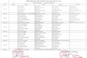 THỰC ĐƠN BÁN TRÚ THÁNG 9 NĂM 2025