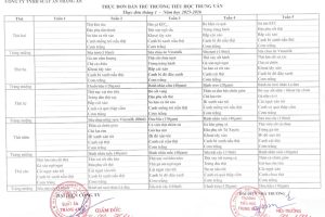 THỰC ĐƠN BÁN TRÚ THÁNG 01 NĂM 2026