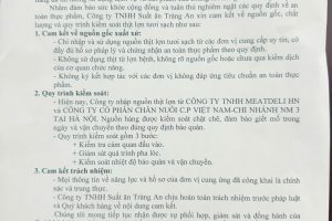 TRƯỜNG THTV CAM KẾT NGUỒN GỐC CHẤT LƯỢNG VÀ KIỂM SOÁT THỊT LỢN