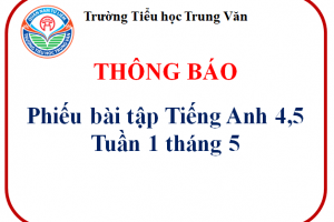 Phiếu bài tập Tiếng Anh 4,5 tuần 1 tháng 5 đợt nghỉ Covid 19