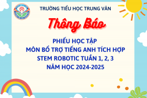 PHIẾU HỌC TẬP MÔN BỔ TRỢ TIẾNG ANH TÍCH HỢP STEM ROBOTIC TUẦN 1, 2, 3 NĂM HỌC 2024-2025