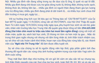 TH TRUNG VĂN – THƯ CẢM ƠN ỦNG HỘ ĐỒNG BÀO LŨ LỤT MIỀN BẮC