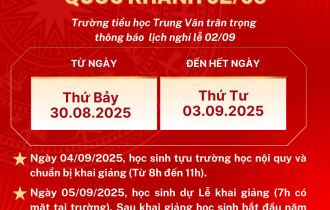 THÔNG BÁO NGHỈ LỄ QUỐC KHÁNH 02/09/2025