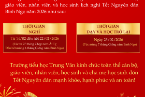THÔNG BÁO NGHỈ TẾT NGUYÊN ĐÁN BÍNH NGỌ 2026