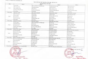 THỰC ĐƠN BÁN TRÚ THÁNG 05/2026